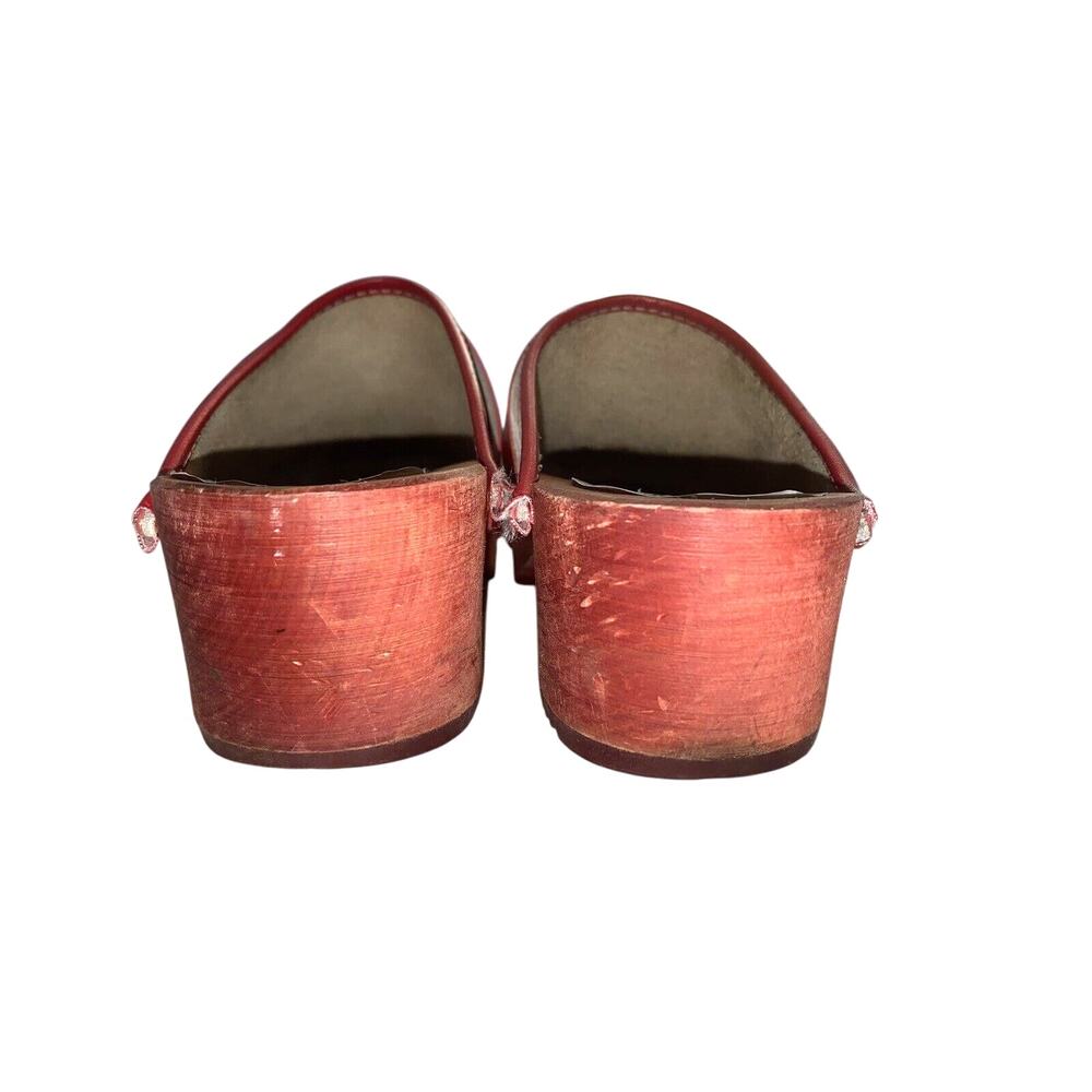Moheda Toffeln Size 36 Us 5.5 Wooden Floral Sweden Leather Floral Clogs - Picture 3 of 7